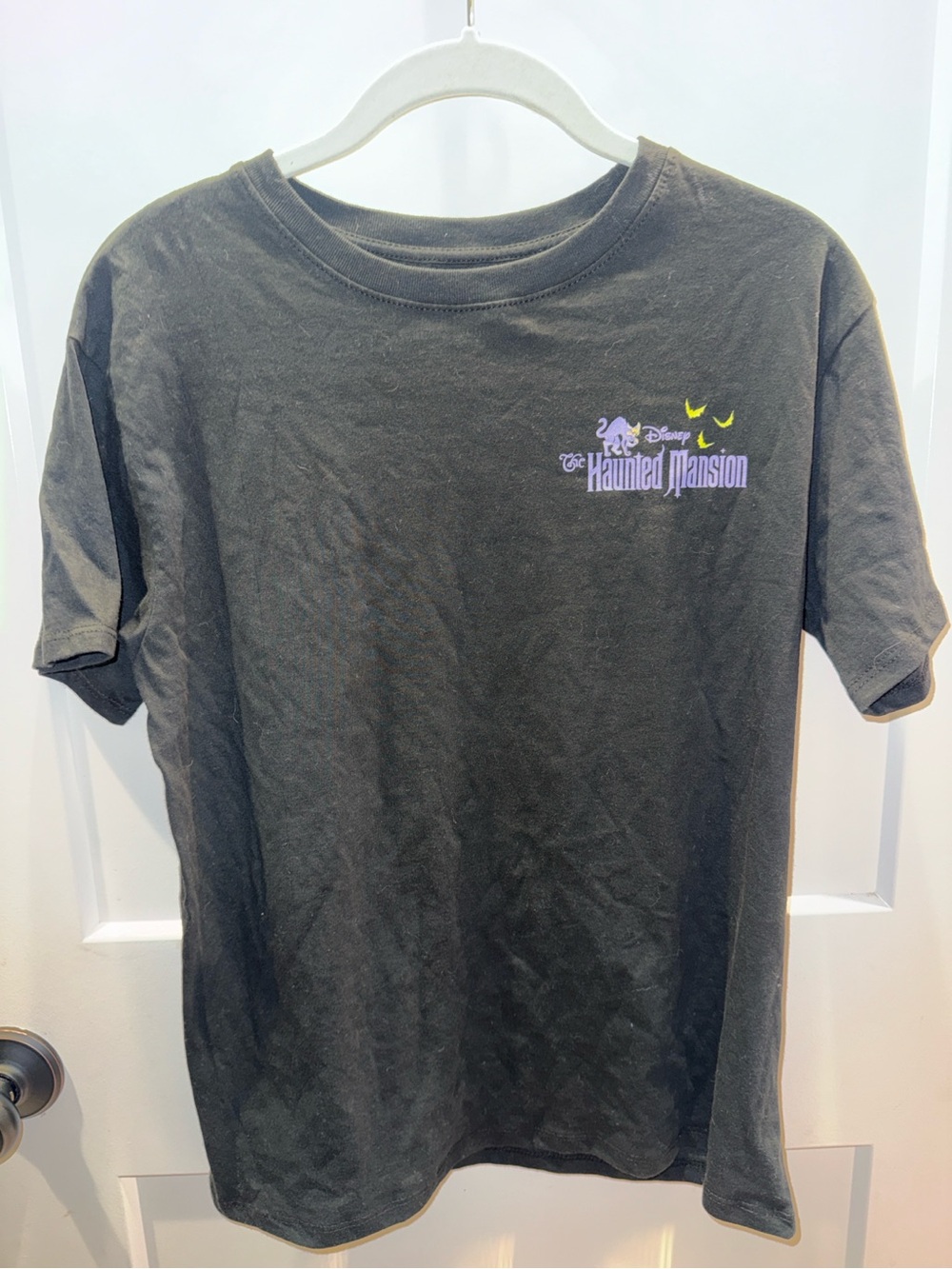 Disney Black Haunted Mansion Short Sleeve Tee with Purple Logo
